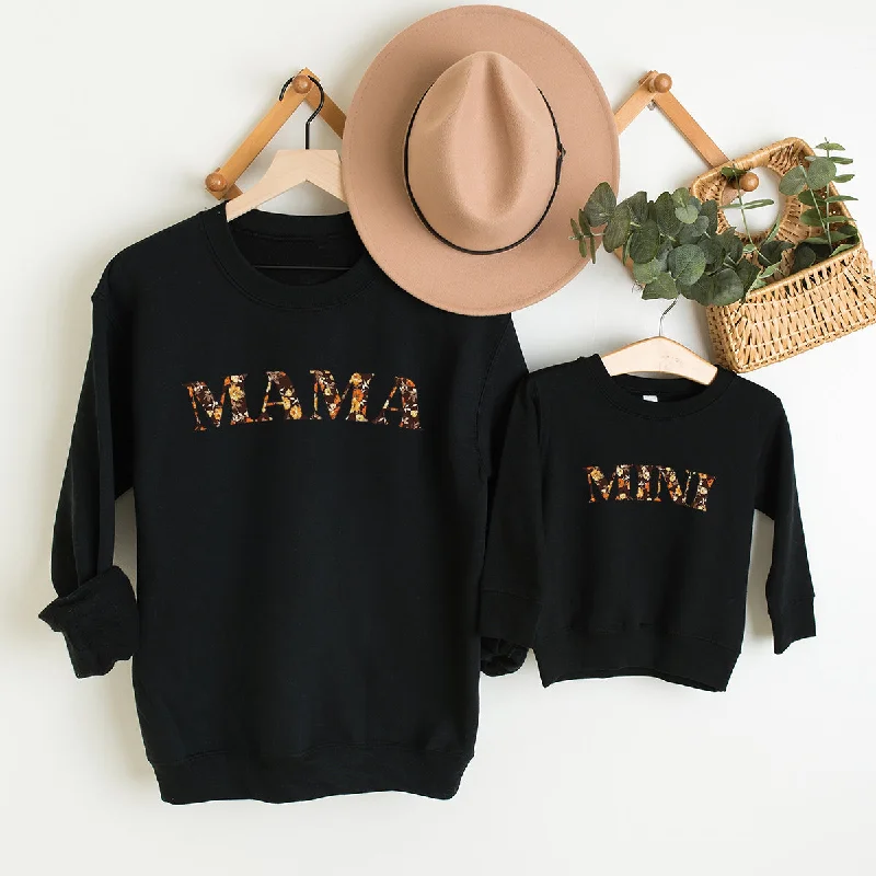 Mama & Mini Autumn Floral Matching Sweatshirts Hoodie with Ribbed Hem Stretchable Secure Mama & Mini Autumn Floral Matching Sweatshirts Hoodie with Ribbed Hem Stretchable Secure