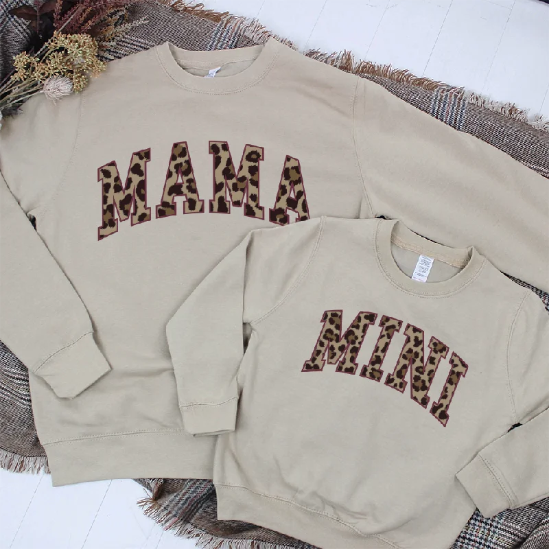 Mama & Mini Leopard Varsity Matching Sweatshirt Hoodie with Sequins Glamorous Eye-catching Mama & Mini Leopard Varsity Matching Sweatshirt Hoodie with Sequins Glamorous Eye-catching