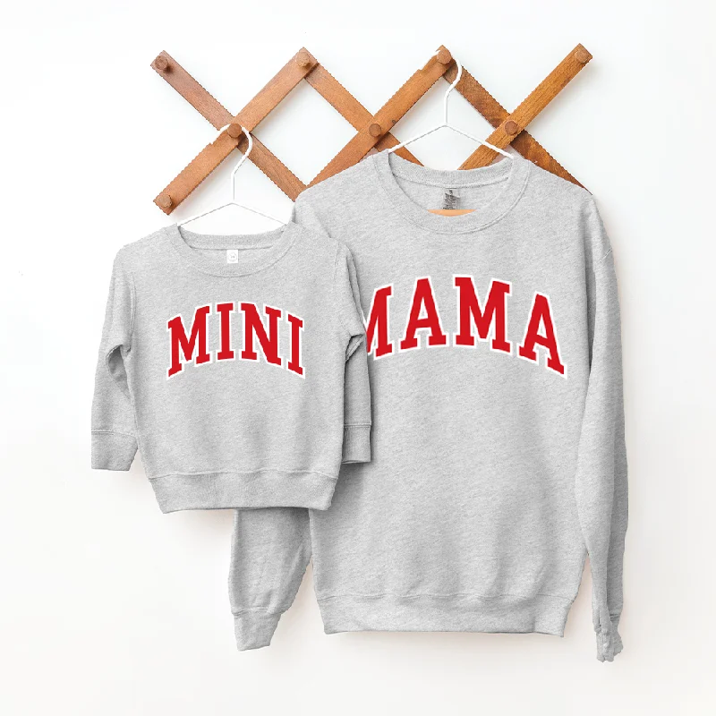 Mama & Mini Essential Varsity Matching Sweatshirts Hoodie with Distressed Vintage Worn Mama & Mini Essential Varsity Matching Sweatshirts Hoodie with Distressed Vintage Worn