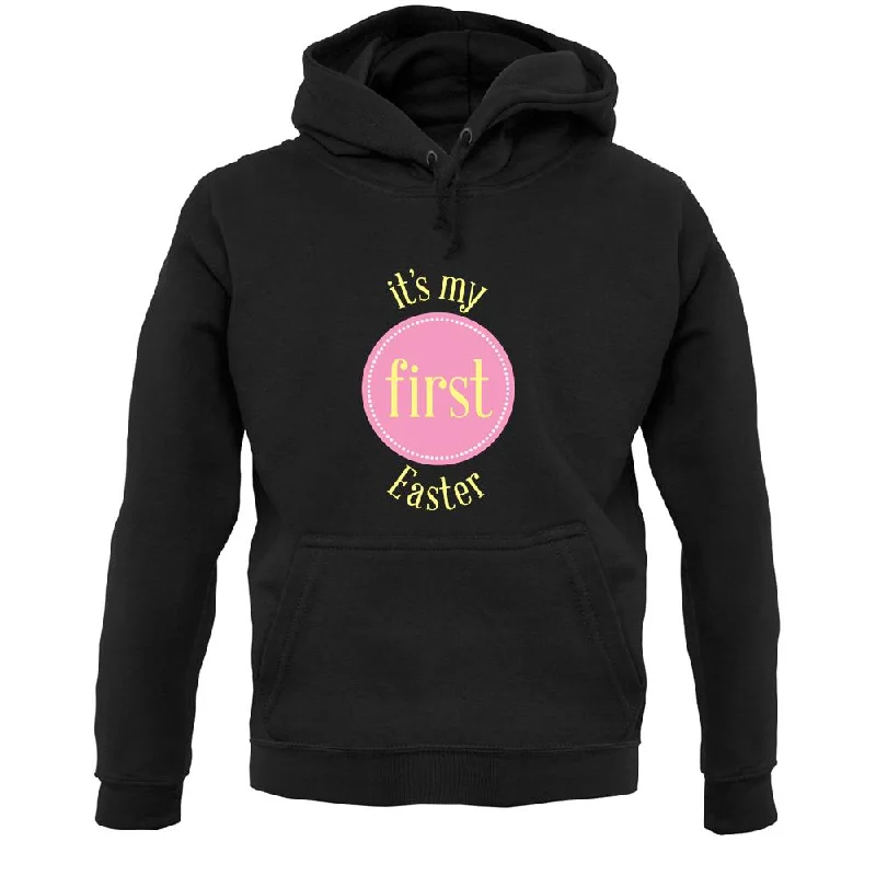 My First Easter (Pink) Unisex Hoodie Hoodie with Tied Waist Feminine Flattering