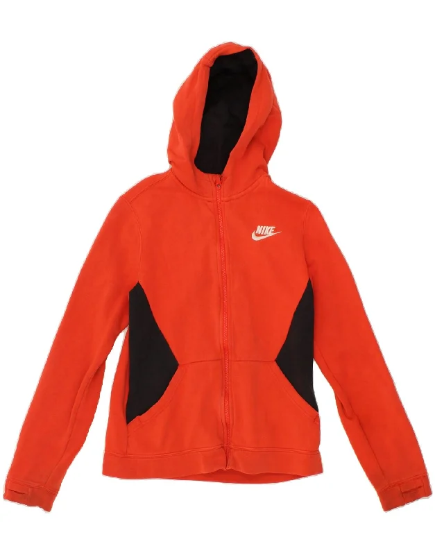 NIKE Boys Zip Hoodie Sweater 13-14 Years Orange Colourblock Cotton Hoodie Jacket Zipper Layering NIKE Boys Zip Hoodie Sweater 13-14 Years Orange Colourblock Cotton Hoodie Jacket Zipper Layering