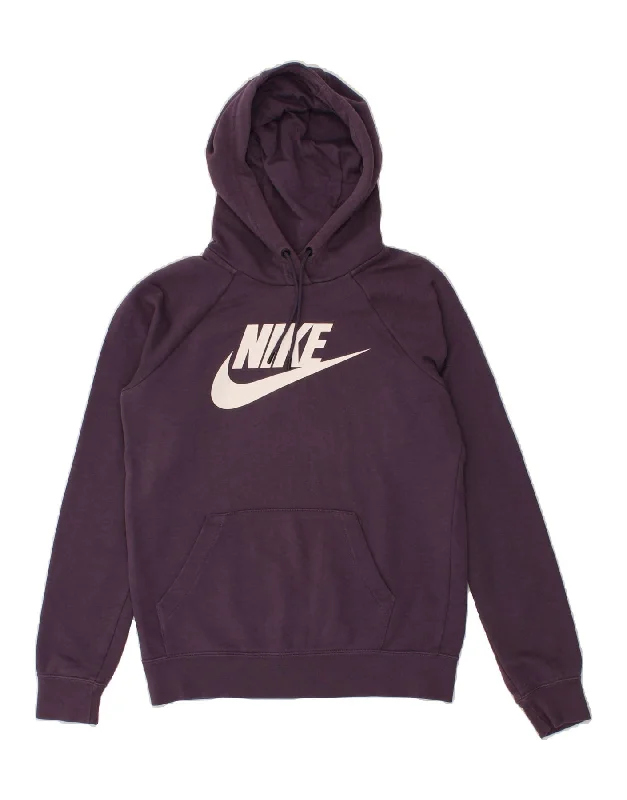 NIKE Womens Oversized Graphic Hoodie Jumper UK 6 XS Purple Cotton Hoodie with Thumb Holes Functional Cozy NIKE Womens Oversized Graphic Hoodie Jumper UK 6 XS Purple Cotton Hoodie with Thumb Holes Functional Cozy