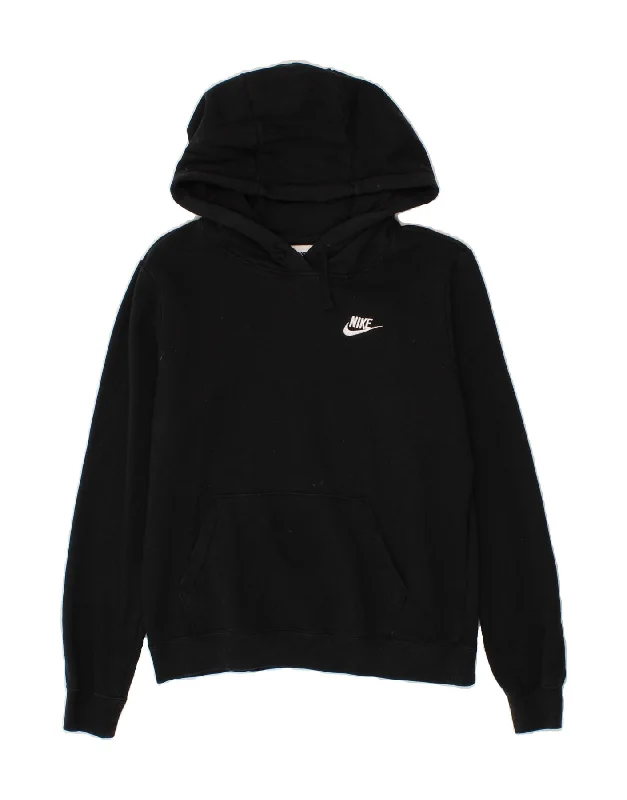 NIKE Womens Oversized Hoodie Jumper UK 10 Small Black Cotton Hoodie with Side Slits Relaxed Casual NIKE Womens Oversized Hoodie Jumper UK 10 Small Black Cotton Hoodie with Side Slits Relaxed Casual