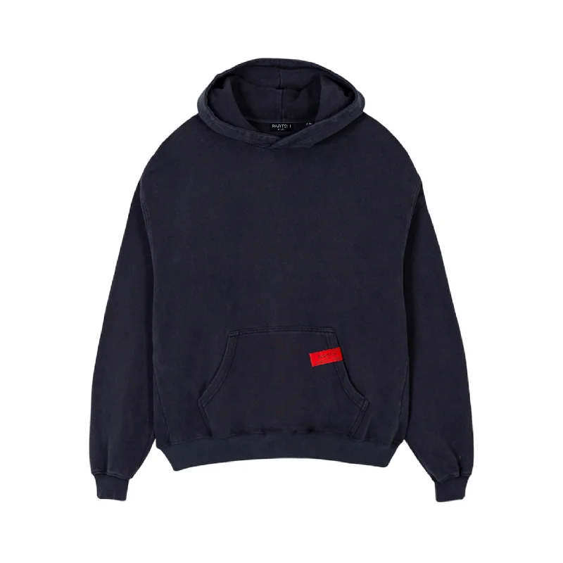 PARTCH Must Oversized Hoodie Vintage Black Hoodie with Typography Text Message