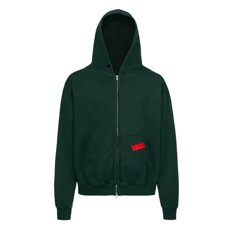 PARTCH Must Zipped Hoodie Oversized Green Cotton Hoodie with Stripes Bold Sporty
