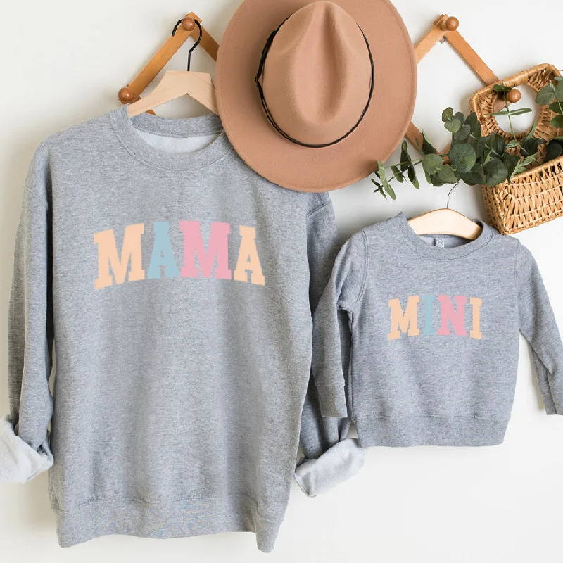 Pastel Mama & Mini College Matching Grey Sweatshirts Hoodie with Snap Buttons Easy Quick Pastel Mama & Mini College Matching Grey Sweatshirts Hoodie with Snap Buttons Easy Quick
