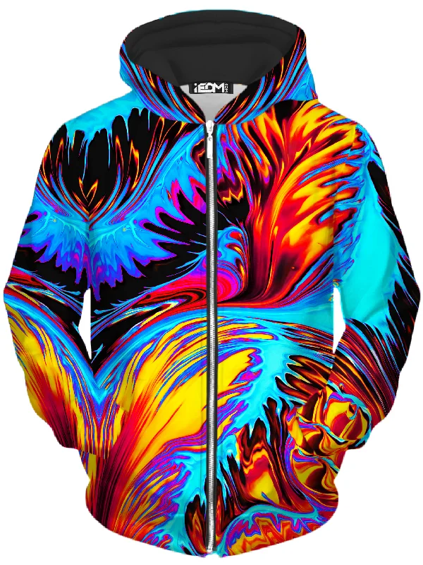 Phoenix Feather Unisex Zip-Up Hoodie Hoodie with Mesh Breathable Sporty