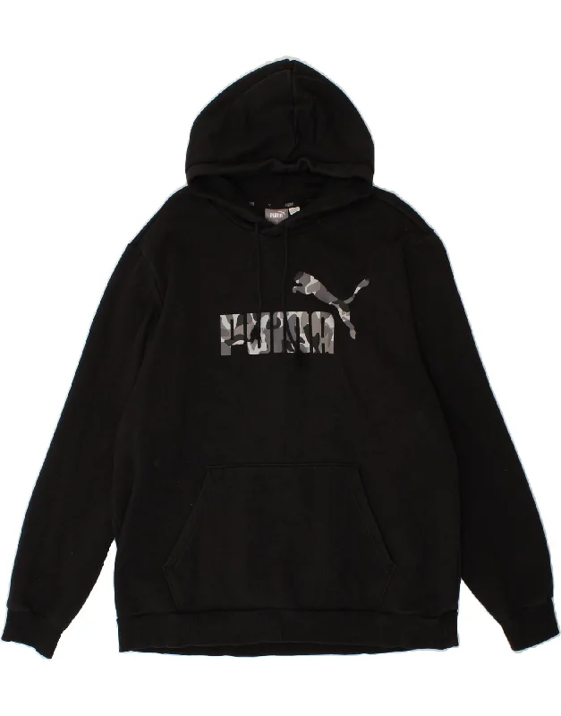 PUMA Mens Graphic Hoodie Jumper XL Black Cotton Hoodie with High-Low Hem Asymmetrical Trendy PUMA Mens Graphic Hoodie Jumper XL Black Cotton Hoodie with High-Low Hem Asymmetrical Trendy