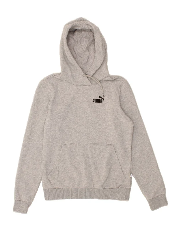 PUMA Womens Hoodie Jumper UK 10 Small Grey Cotton Hoodie with Double Zipper Versatile Adjustable PUMA Womens Hoodie Jumper UK 10 Small Grey Cotton Hoodie with Double Zipper Versatile Adjustable