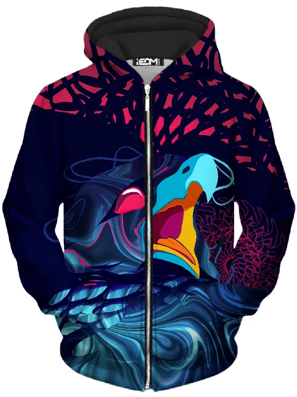 Spirit Hawk Unisex Zip-Up Hoodie Hoodie with Hidden Zipper Minimalist Clean
