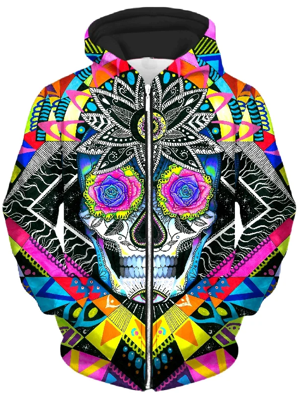 Suger Skull Unisex Zip-Up Hoodie Hoodie with Drawcord Adjustable Secure