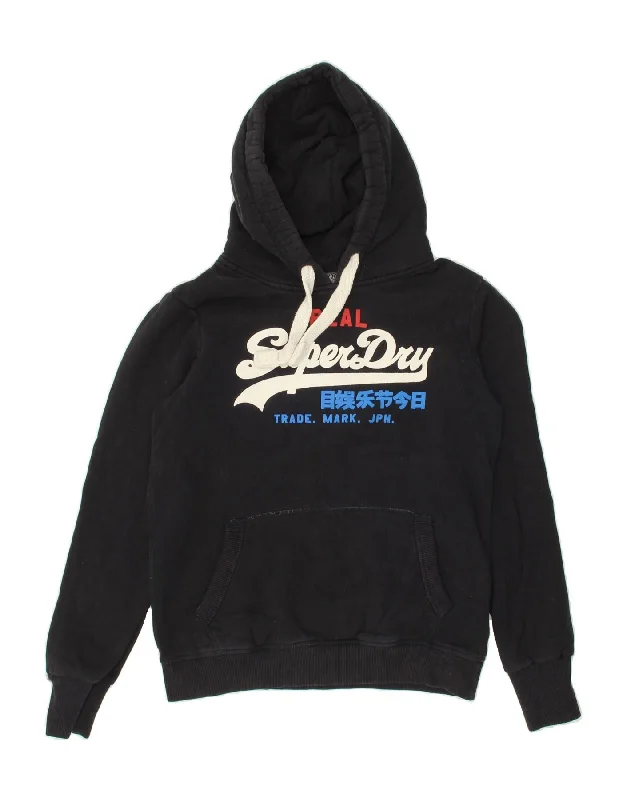SUPERDRY Mens Graphic Hoodie Jumper Large Navy Blue Cotton Hoodie with Bell Sleeves Flared Feminine SUPERDRY Mens Graphic Hoodie Jumper Large Navy Blue Cotton Hoodie with Bell Sleeves Flared Feminine