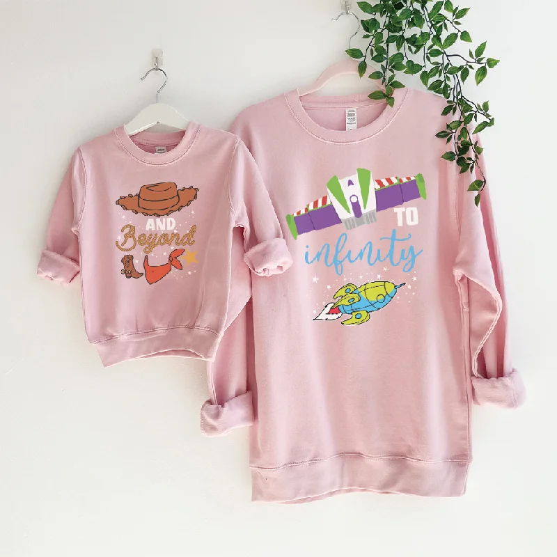 To Infinity & Beyond Matching Pink Sweatshirts Hoodie with Button Placket Classic Preppy To Infinity & Beyond Matching Pink Sweatshirts Hoodie with Button Placket Classic Preppy