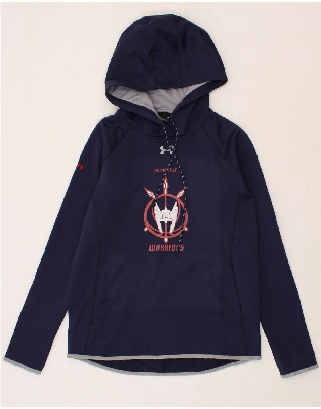 UNDER ARMOUR Mens Warriors Graphic Hoodie Jumper XS Navy Blue Polyester Hoodie with Slit Hem Functional Movement UNDER ARMOUR Mens Warriors Graphic Hoodie Jumper XS Navy Blue Polyester Hoodie with Slit Hem Functional Movement