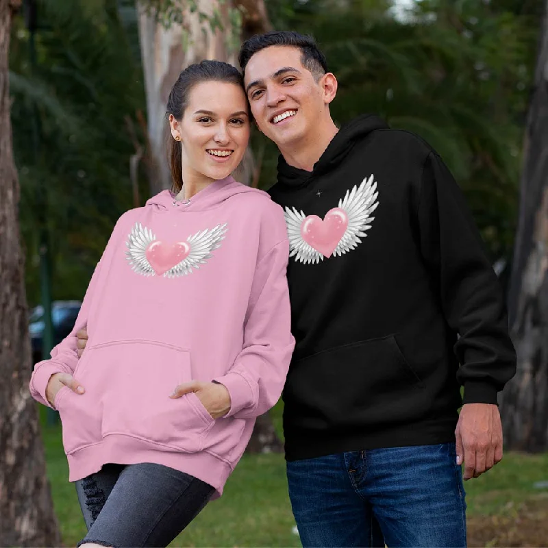 Flying Heart with wings unisex hoodies Hoodie with Print Artistic Unique