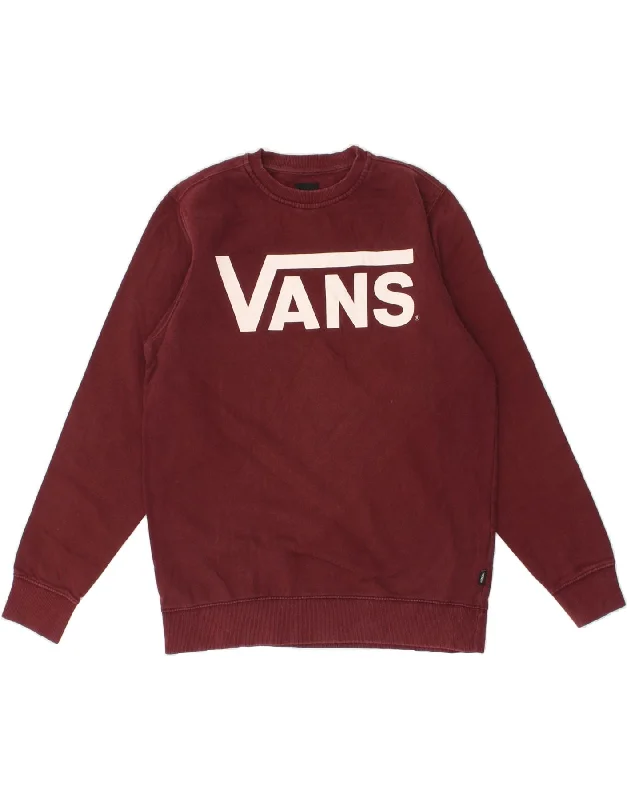 VANS Mens Graphic Sweatshirt Jumper Small Maroon Cotton Hoodie with Turtle Neck Cozy Winter VANS Mens Graphic Sweatshirt Jumper Small Maroon Cotton Hoodie with Turtle Neck Cozy Winter