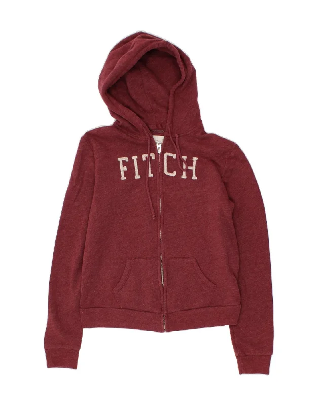 ABERCROMBIE & FITCH Womens Graphic Zip Hoodie Sweater UK 10 Small Red Rayon Fabric Velvet Fabric Corduroy Fabric ABERCROMBIE & FITCH Womens Graphic Zip Hoodie Sweater UK 10 Small Red Rayon Fabric Velvet Fabric Corduroy Fabric