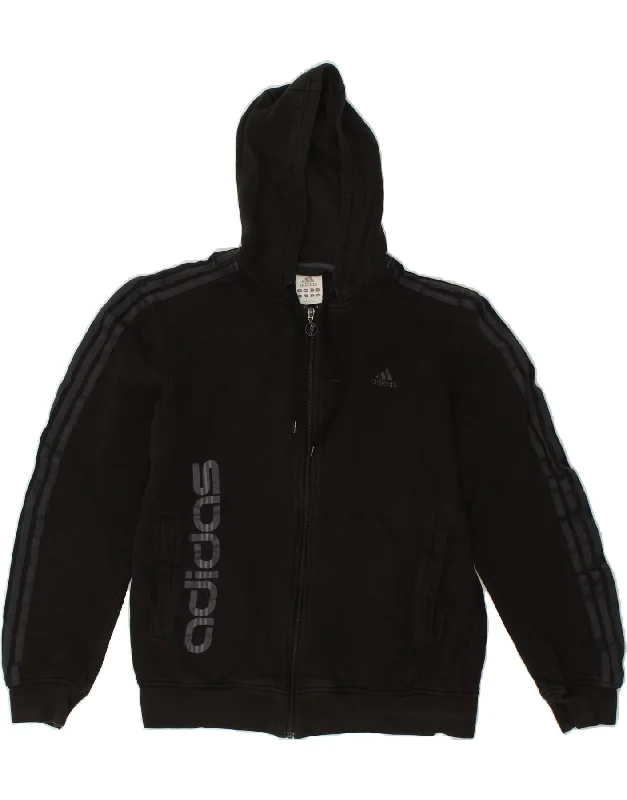 ADIDAS Mens Graphic Zip Hoodie Sweater Medium Black Cotton Fitted Slim Tailored