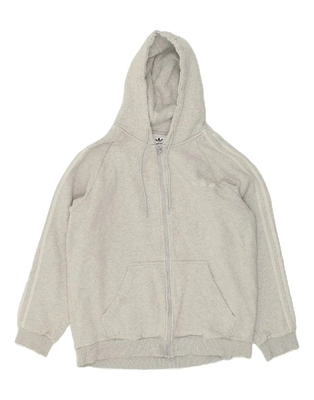 ADIDAS Mens Graphic Zip Hoodie Sweater XL Grey Cotton Elegant Classic Vintage