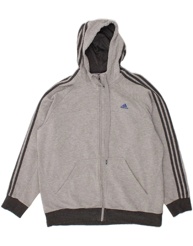 ADIDAS Mens Zip Hoodie Sweater XL Grey Cotton Stretchy Elastic Breathable