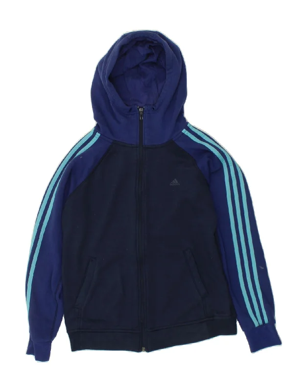 ADIDAS Womens Climalite Zip Hoodie Sweater UK 12/14 Medium Navy Blue Soft Cozy Warm