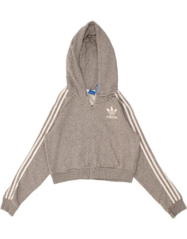 ADIDAS Womens Crop Zip Hoodie Sweater UK 10 Small Grey Flecked Cotton Denim Fabric Leather Fabric Suede Fabric ADIDAS Womens Crop Zip Hoodie Sweater UK 10 Small Grey Flecked Cotton Denim Fabric Leather Fabric Suede Fabric