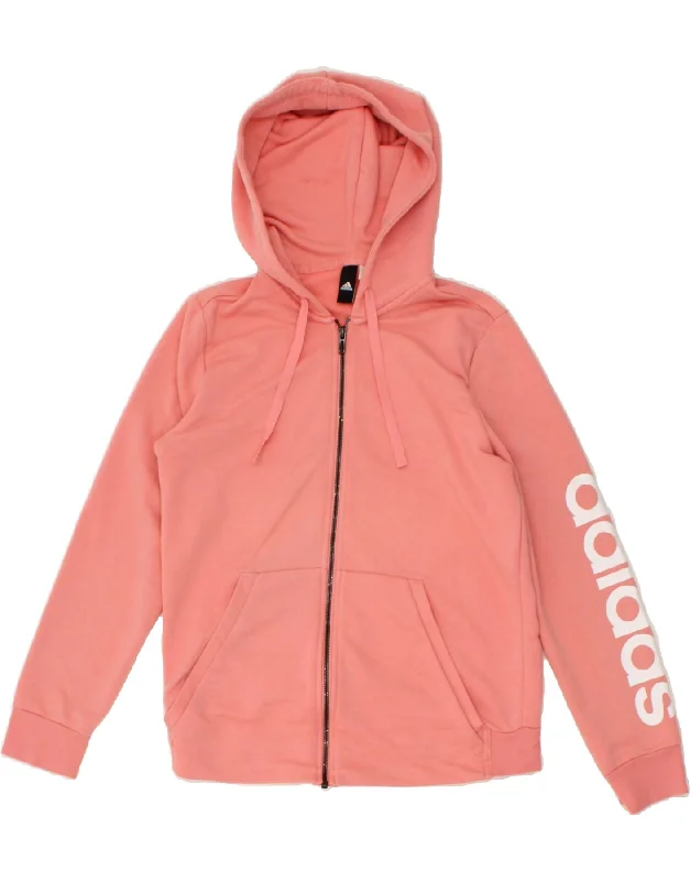 ADIDAS Womens Graphic Zip Hoodie Sweater UK 14 Medium Pink Cotton Zippered Buttoned Snapped ADIDAS Womens Graphic Zip Hoodie Sweater UK 14 Medium Pink Cotton Zippered Buttoned Snapped
