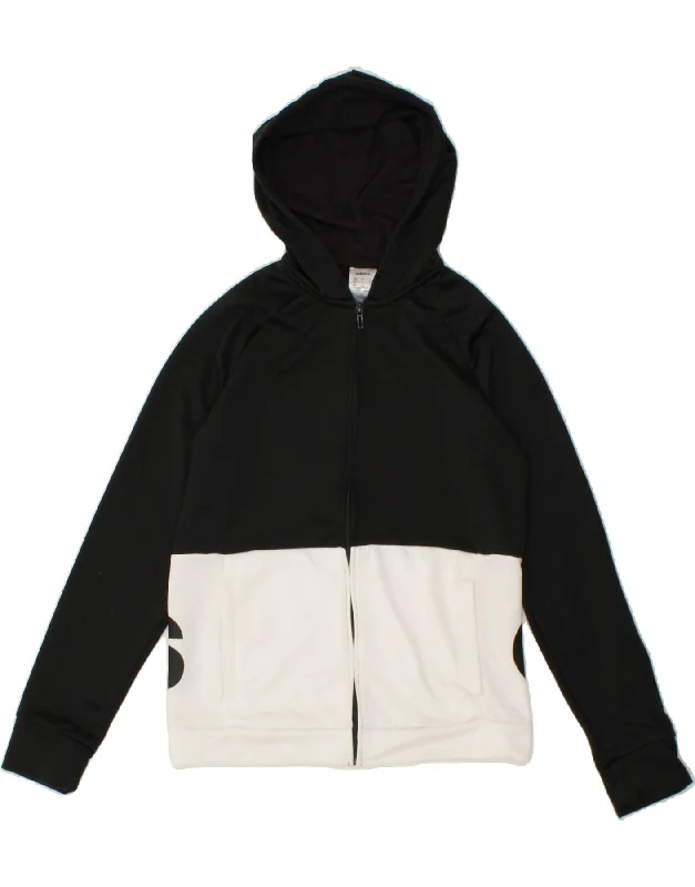 ADIDAS Womens Graphic Zip Hoodie Sweater UK 16/18 Large Black Colourblock Wool Fabric Cashmere Fabric Tweed Fabric ADIDAS Womens Graphic Zip Hoodie Sweater UK 16/18 Large Black Colourblock Wool Fabric Cashmere Fabric Tweed Fabric