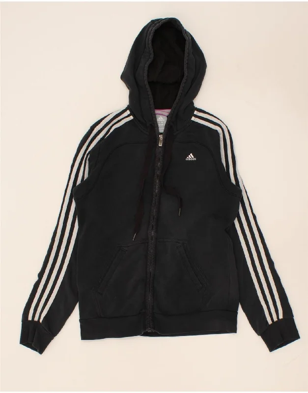 ADIDAS Womens Zip Hoodie Sweater UK 10 Small Black Cotton Wool Fabric Cashmere Fabric Tweed Fabric ADIDAS Womens Zip Hoodie Sweater UK 10 Small Black Cotton Wool Fabric Cashmere Fabric Tweed Fabric