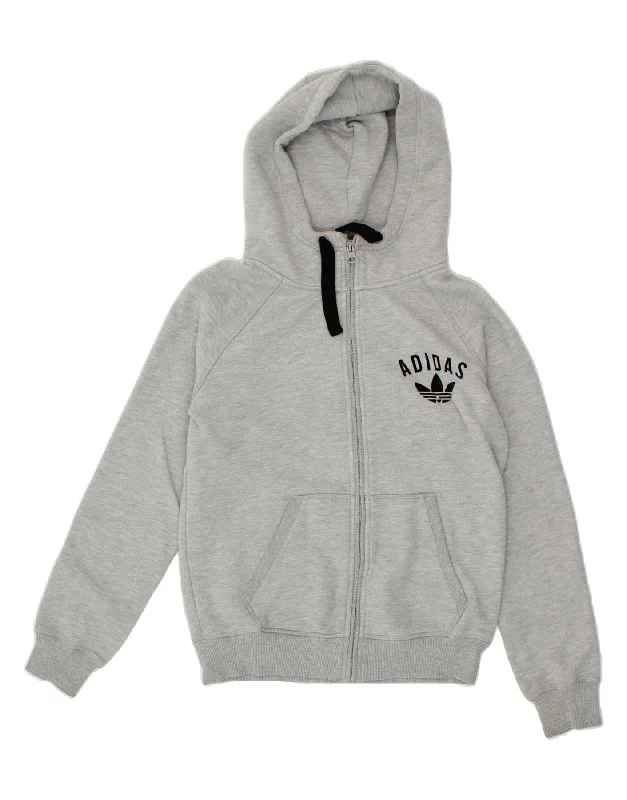 ADIDAS Womens Zip Hoodie Sweater UK 10 Small Grey Cotton Terry Terry Cloth Terry Knit ADIDAS Womens Zip Hoodie Sweater UK 10 Small Grey Cotton Terry Terry Cloth Terry Knit