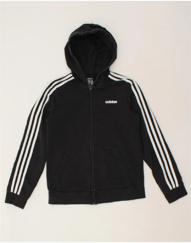 ADIDAS Womens Zip Hoodie Sweater UK 12/14 Medium Black Cotton Welt Pockets Slit Pockets Flap Pockets ADIDAS Womens Zip Hoodie Sweater UK 12/14 Medium Black Cotton Welt Pockets Slit Pockets Flap Pockets
