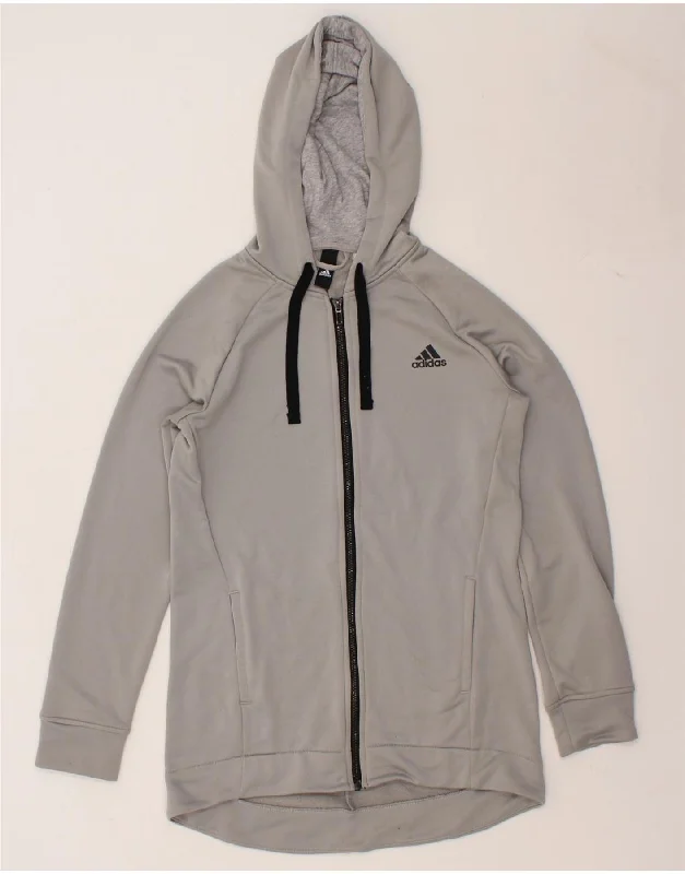 ADIDAS Womens Zip Hoodie Sweater UK 8/10 Small Grey Polyester Satin Blend Silk Blend Wool Blend ADIDAS Womens Zip Hoodie Sweater UK 8/10 Small Grey Polyester Satin Blend Silk Blend Wool Blend