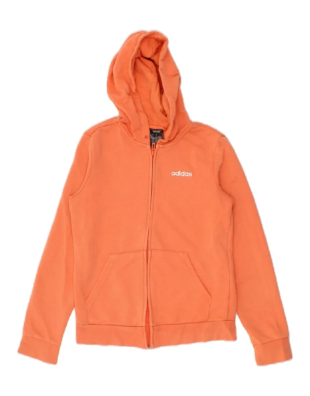 ADIDAS Womens Zip Hoodie Sweater UK 8/10 Small Orange Cotton Fleece Fabric Down Fabric Feather Fabric ADIDAS Womens Zip Hoodie Sweater UK 8/10 Small Orange Cotton Fleece Fabric Down Fabric Feather Fabric