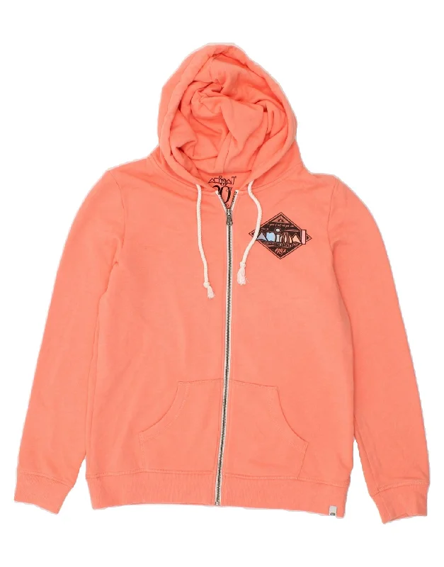 ANIMAL Womens Graphic Zip Hoodie Sweater UK 12 Medium Pink Cotton Terry Blend Velvet Blend Canvas Blend ANIMAL Womens Graphic Zip Hoodie Sweater UK 12 Medium Pink Cotton Terry Blend Velvet Blend Canvas Blend
