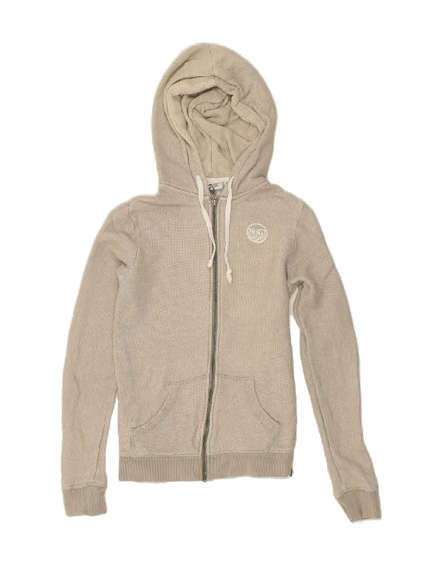 ANIMAL Womens Zip Hoodie Sweater UK 8 Small  Grey Cotton Stylish Fashionable Trendy