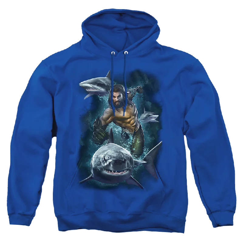 Aquaman Movie Swimming With Sharks - Pullover Hoodie Sarouel Sleeve Pullover