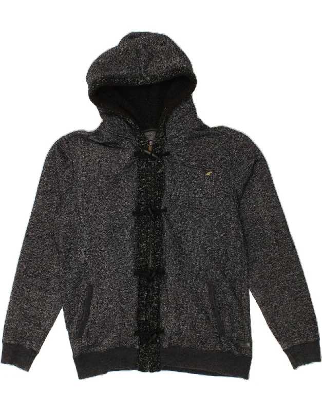 BILLABONG Mens Zip Hoodie Sweater XL Grey Flecked Cotton Ribbed Striped Patterned