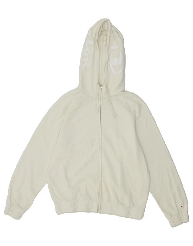 CHAMPION Womens Graphic Zip Hoodie Sweater UK 18 XL White Cotton Spandex Rayon Corduroy CHAMPION Womens Graphic Zip Hoodie Sweater UK 18 XL White Cotton Spandex Rayon Corduroy