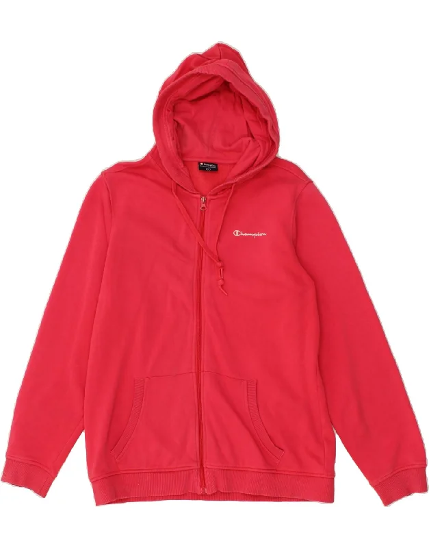CHAMPION Womens Zip Hoodie Sweater UK 18 XL Pink Cotton Bright Pastel Dark