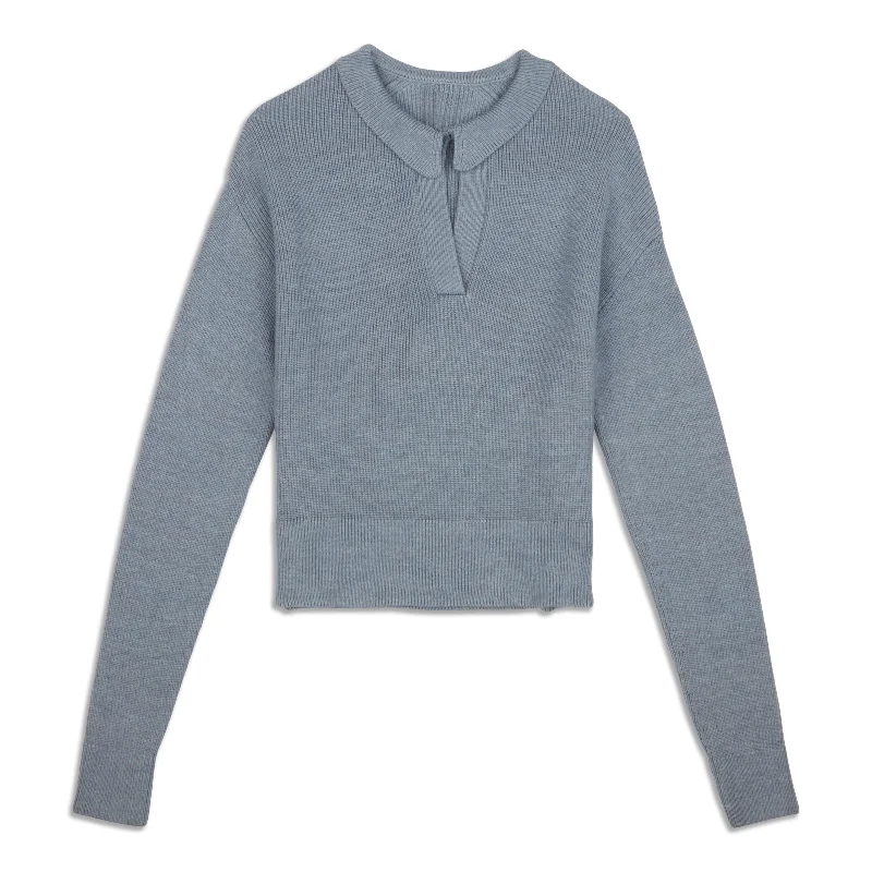 Collared Merino Wool-Blend Sweater - Resale High Neck Crew Neck V-Neck