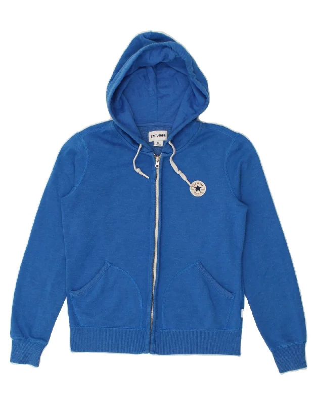 CONVERSE Mens Zip Hoodie Sweater UK 10 Small Blue Cotton Houndstooth Herringbone Solid CONVERSE Mens Zip Hoodie Sweater UK 10 Small Blue Cotton Houndstooth Herringbone Solid