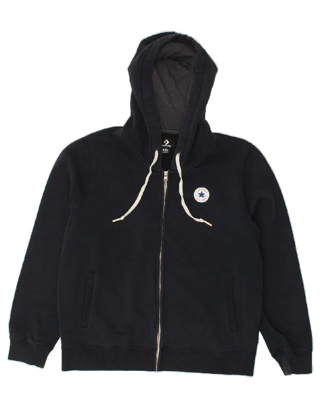 CONVERSE Womens All Star Zip Hoodie Sweater UK 20 2XL Navy Blue Cotton Real Fur Shearling Chenille CONVERSE Womens All Star Zip Hoodie Sweater UK 20 2XL Navy Blue Cotton Real Fur Shearling Chenille