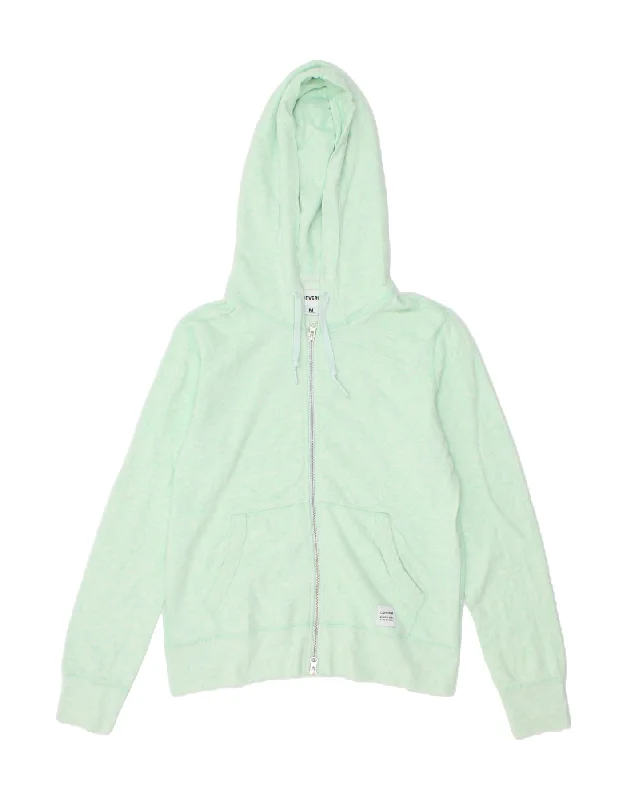 CONVERSE Womens Zip Hoodie Sweater UK 14 Medium Green Cotton Solid Color Striped Floral Print CONVERSE Womens Zip Hoodie Sweater UK 14 Medium Green Cotton Solid Color Striped Floral Print