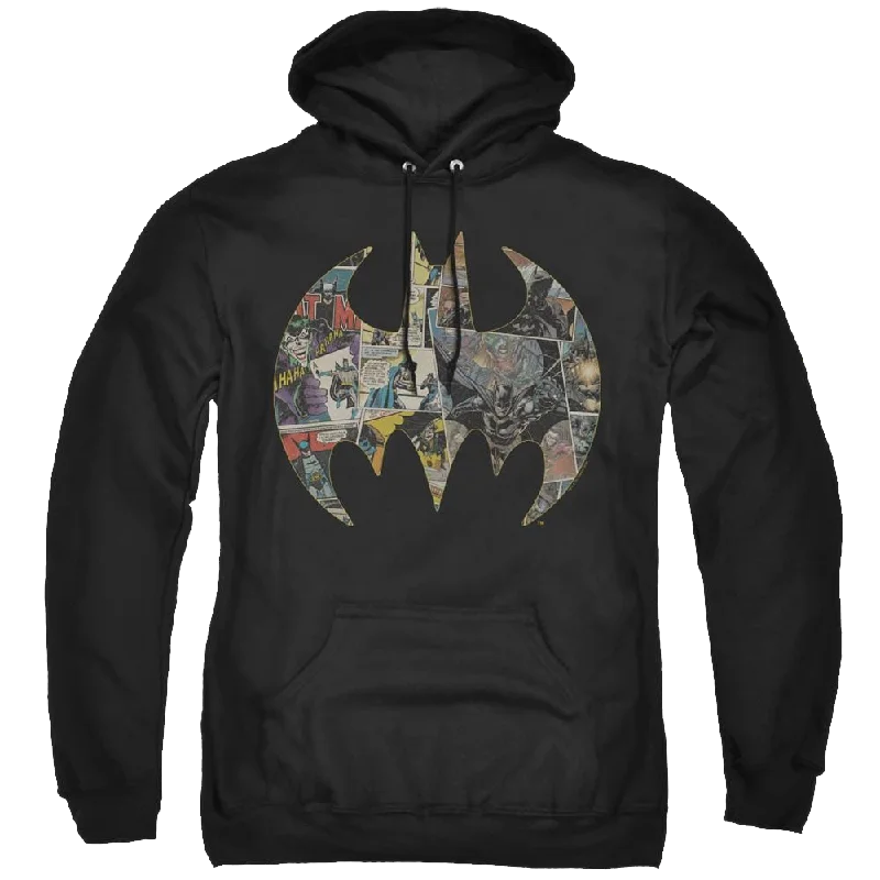 Dc Batman Collage Shield - Pullover Hoodie Scalloped Neck Pullover