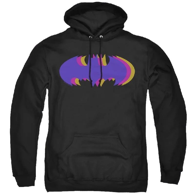 Dc Batman Tri Colored Symbol - Pullover Hoodie Button Front Sweater