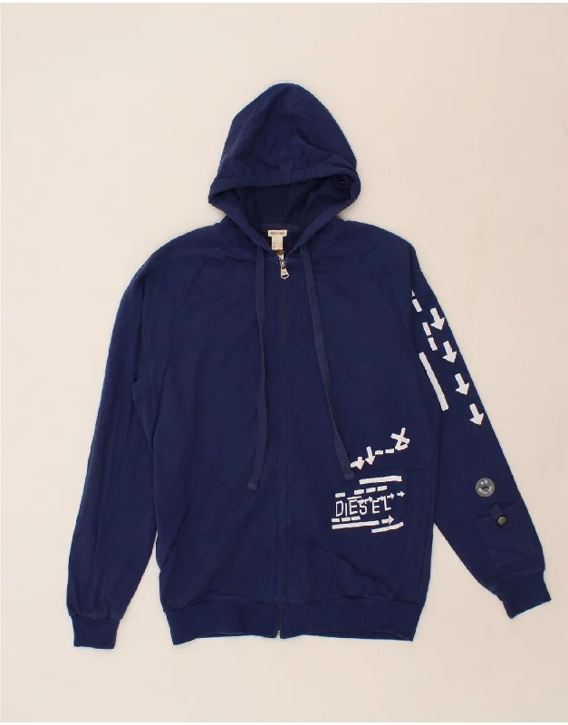 DIESEL Mens Graphic Zip Hoodie Sweater Small Navy Blue Cotton Spandex Rayon Corduroy DIESEL Mens Graphic Zip Hoodie Sweater Small Navy Blue Cotton Spandex Rayon Corduroy