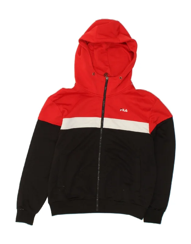 FILA Womens Zip Hoodie Sweater UK 10 Small Black Colourblock Polyester Chenille Brocade Lace FILA Womens Zip Hoodie Sweater UK 10 Small Black Colourblock Polyester Chenille Brocade Lace