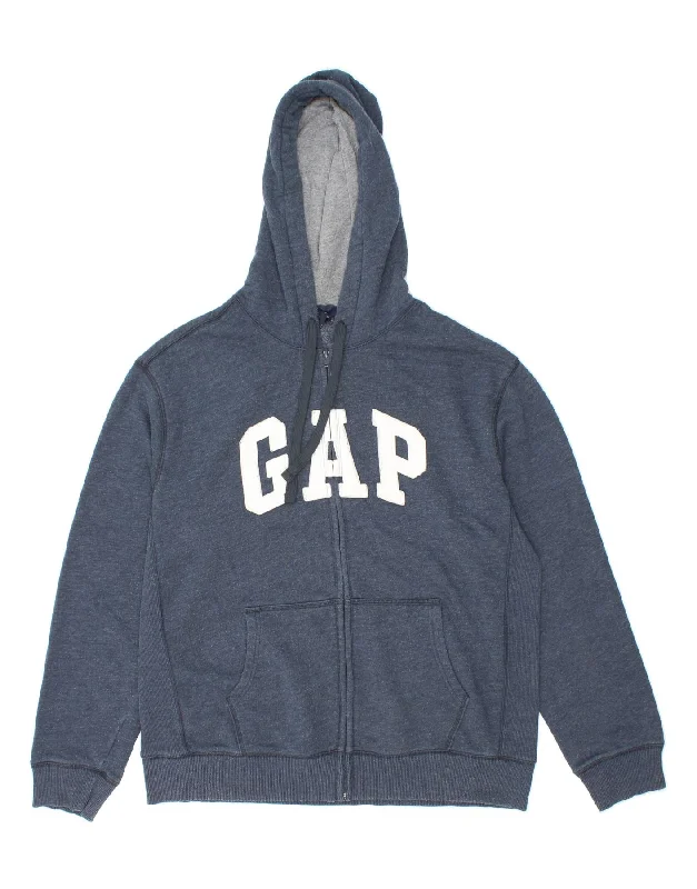 GAP Mens Graphic Zip Hoodie Sweater XL Navy Blue Cotton Stretchy Elastic Breathable