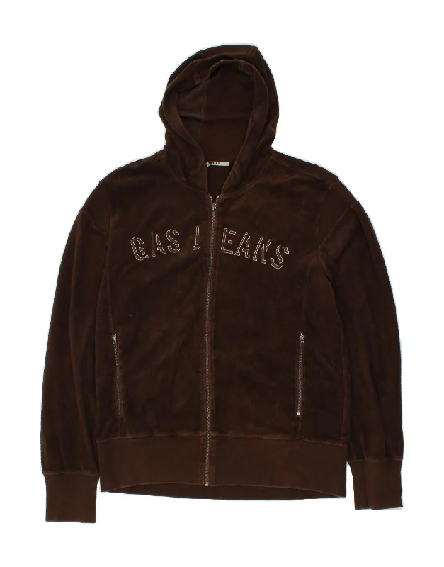 GAS Womens Graphic Zip Hoodie Sweater UK 14 Large Brown Chenille Fabric Brocade Fabric Lace Fabric GAS Womens Graphic Zip Hoodie Sweater UK 14 Large Brown Chenille Fabric Brocade Fabric Lace Fabric