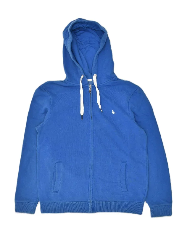 JACK WILLS Mens Classic Fit Zip Hoodie Sweater Medium Blue Cotton Machine Wash Dry Clean Hand Wash